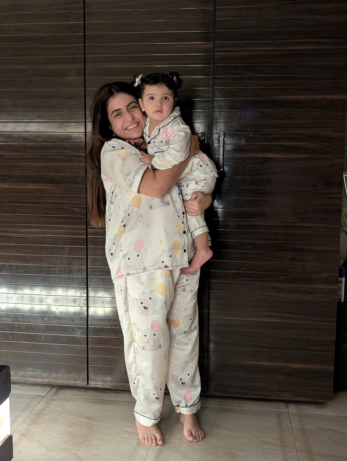 Baby Elephant Print Night Suit - Girls